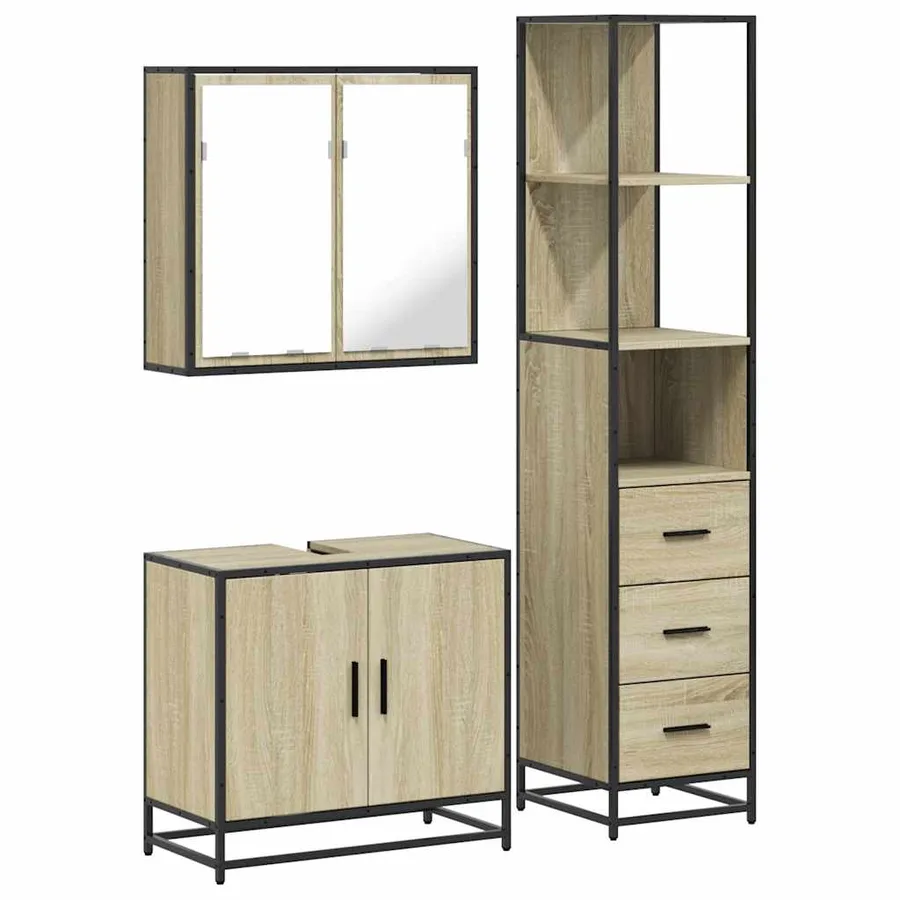 Ensemble de meubles de salle de bain 3 pcs chêne sonoma - 2
