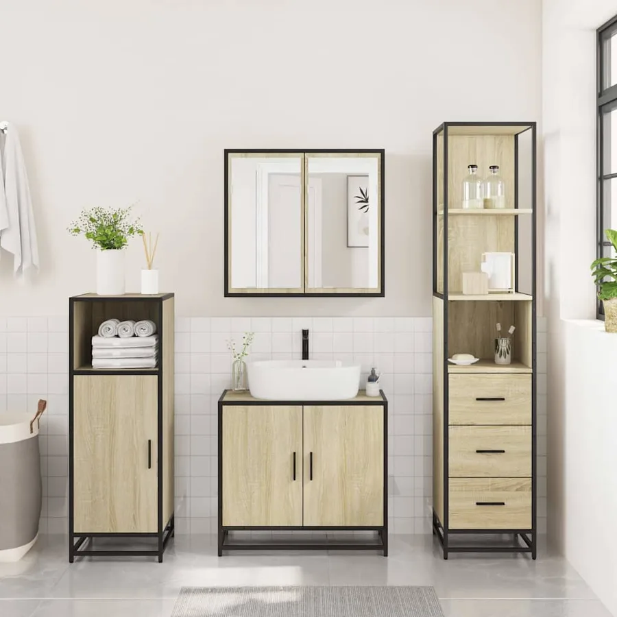 Ensemble de meubles de salle de bain 3 pcs chêne sonoma - 4