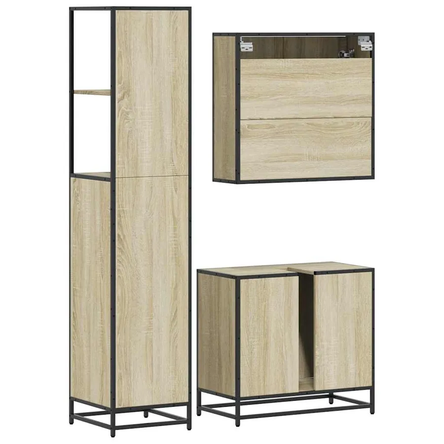 Ensemble de meubles de salle de bain 3 pcs chêne sonoma - 7