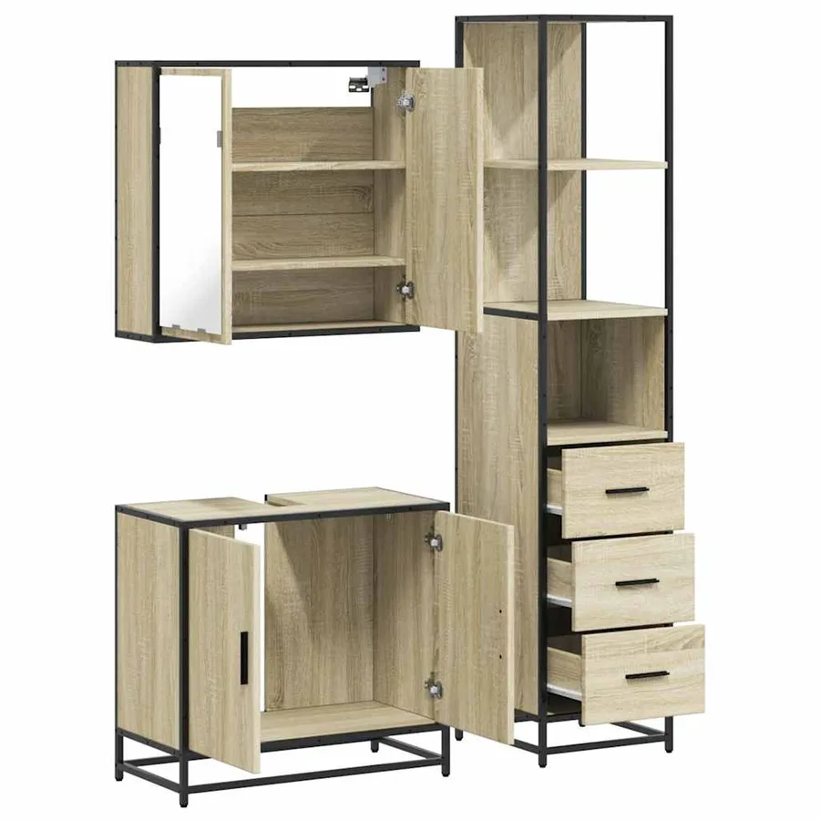 Ensemble de meubles de salle de bain 3 pcs chêne sonoma - 8