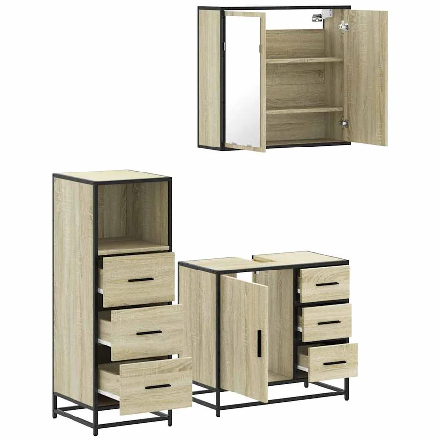 Ensemble de meubles de salle de bain 3 pcs chêne sonoma - 6