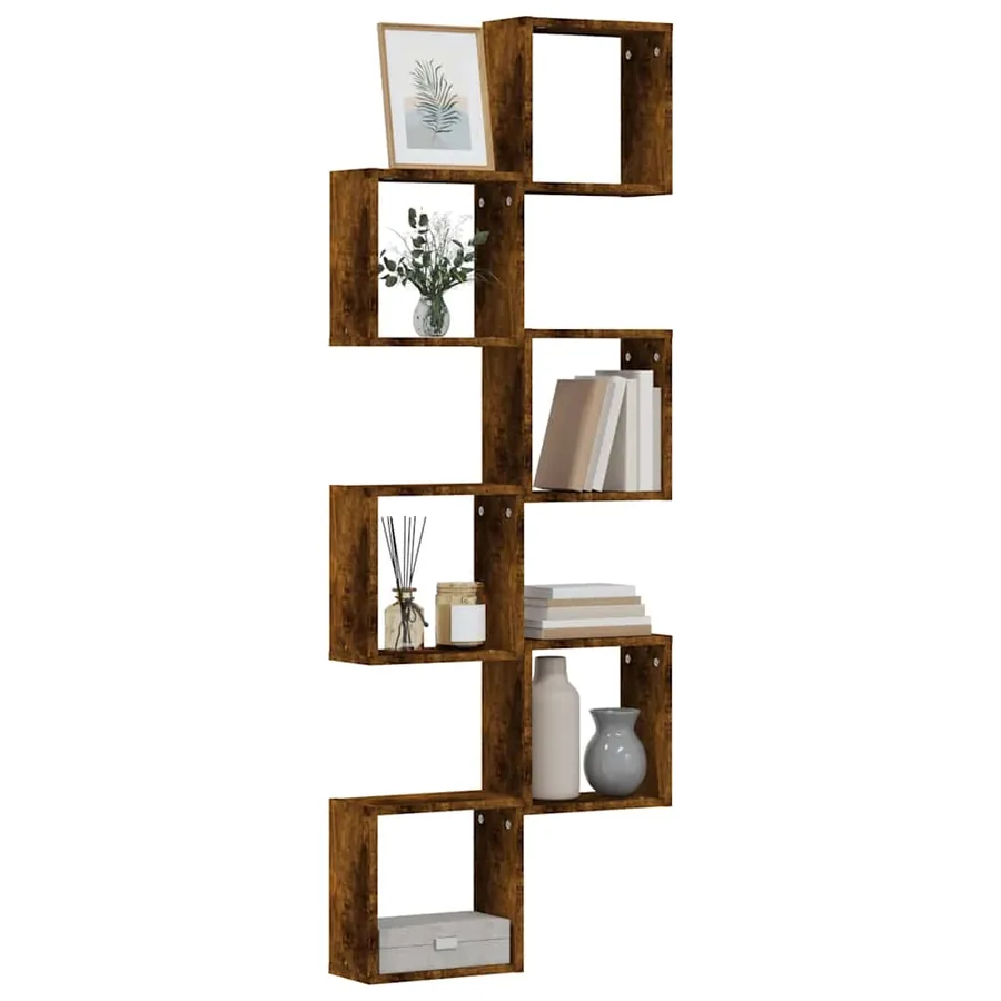 Étagères murales sous forme de cube 6 pcs chêne fumé 30x15x30cm