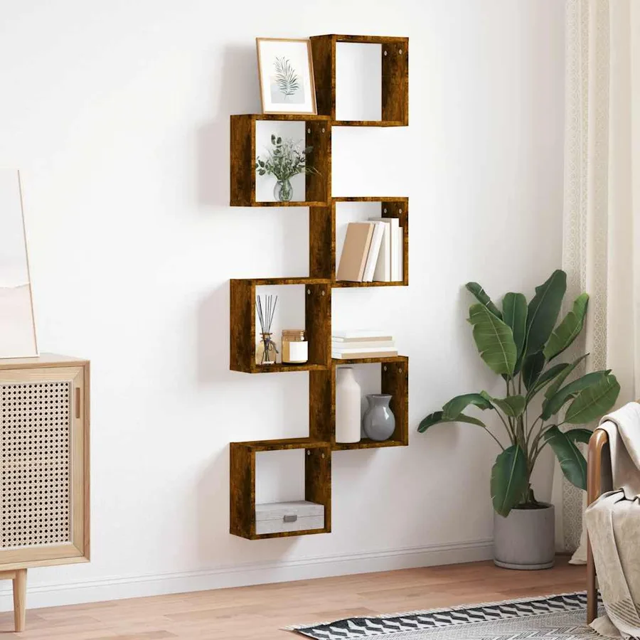 Étagères murales sous forme de cube 6 pcs chêne fumé 30x15x30cm - 3