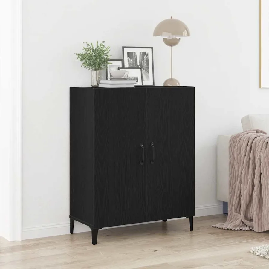 Buffet chêne noir 69,5x34x90 cm bois d'ingénierie