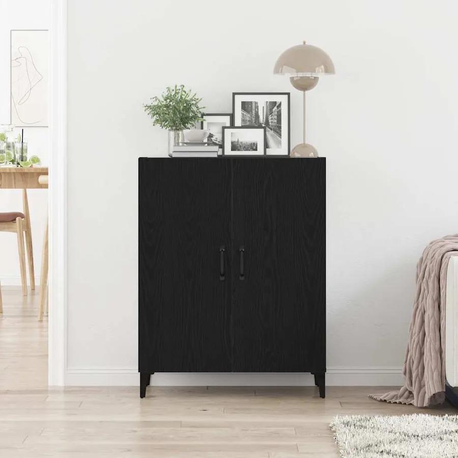 Buffet chêne noir 69,5x34x90 cm bois d'ingénierie - 3