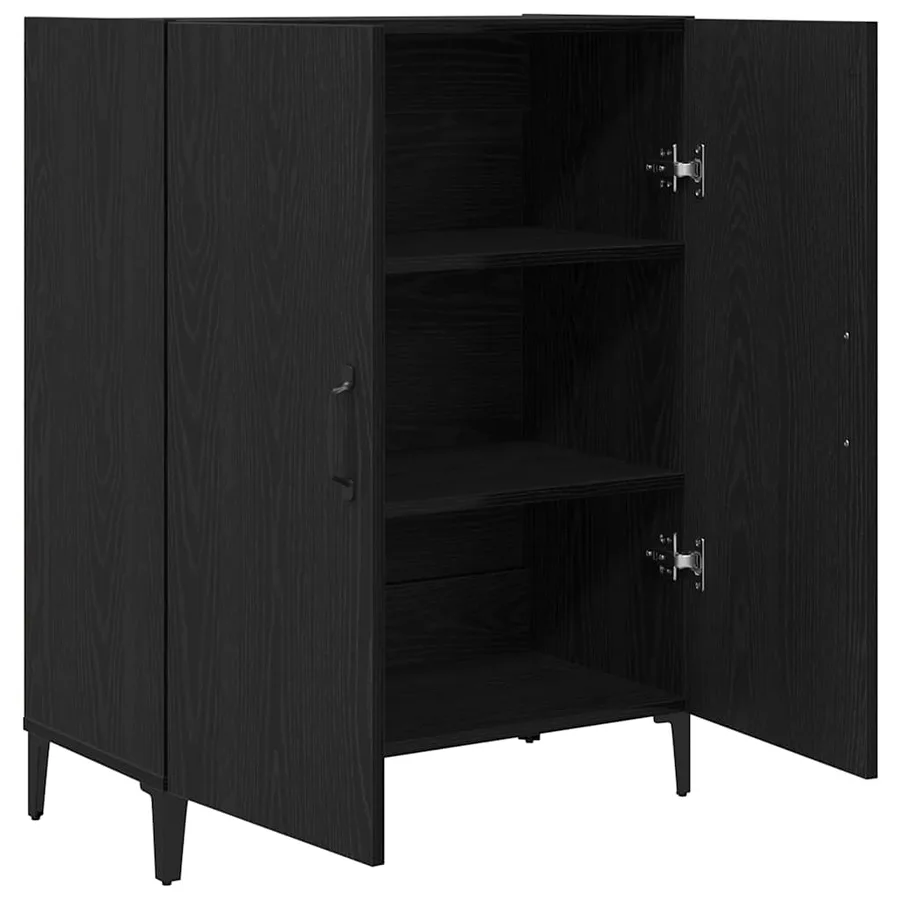 Buffet chêne noir 69,5x34x90 cm bois d'ingénierie - 4