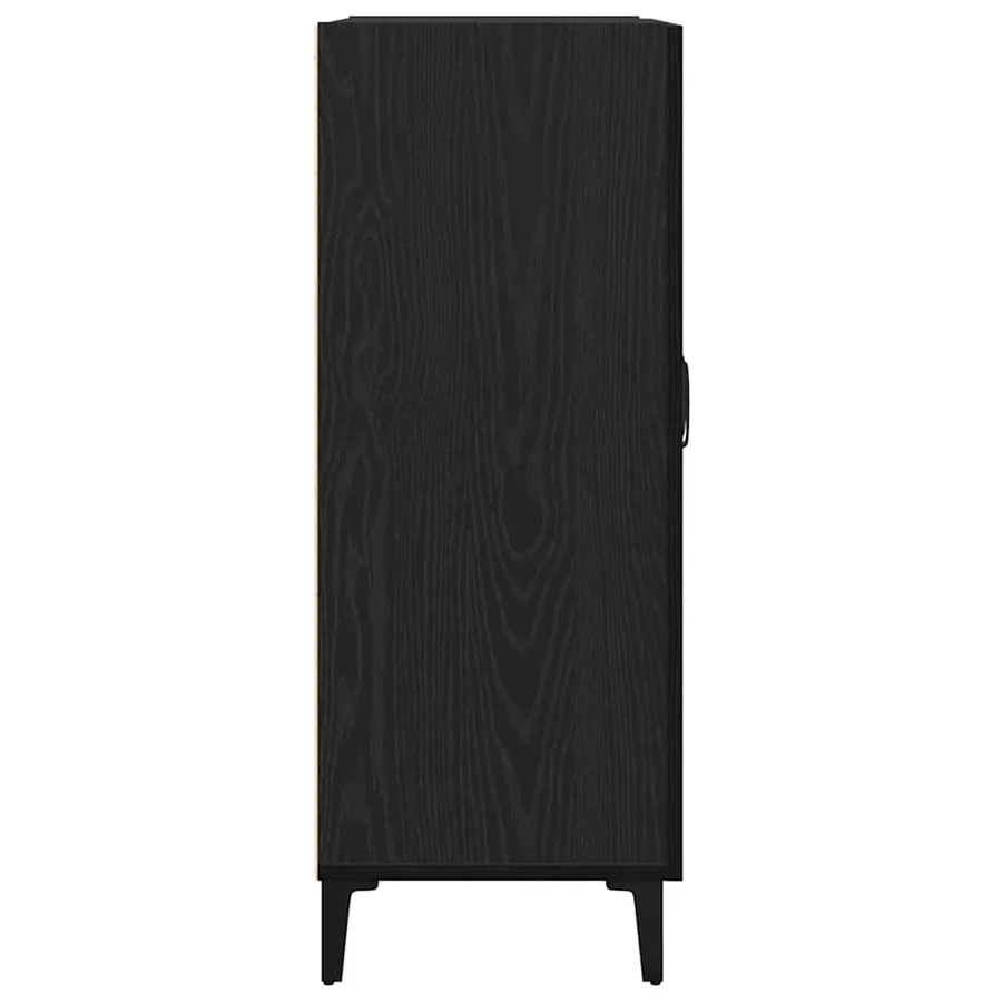 Buffet chêne noir 69,5x34x90 cm bois d'ingénierie - 6