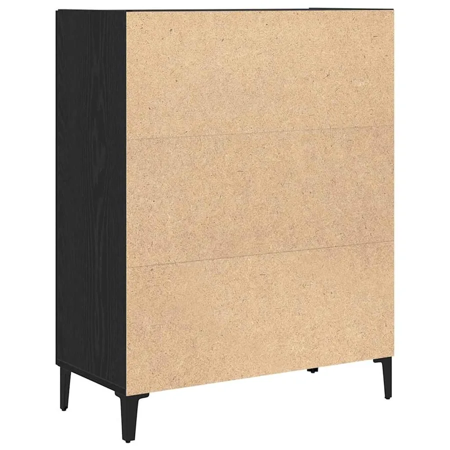 Buffet chêne noir 69,5x34x90 cm bois d'ingénierie - 7