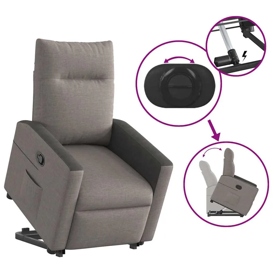 Fauteuil inclinable taupe tissu - 9