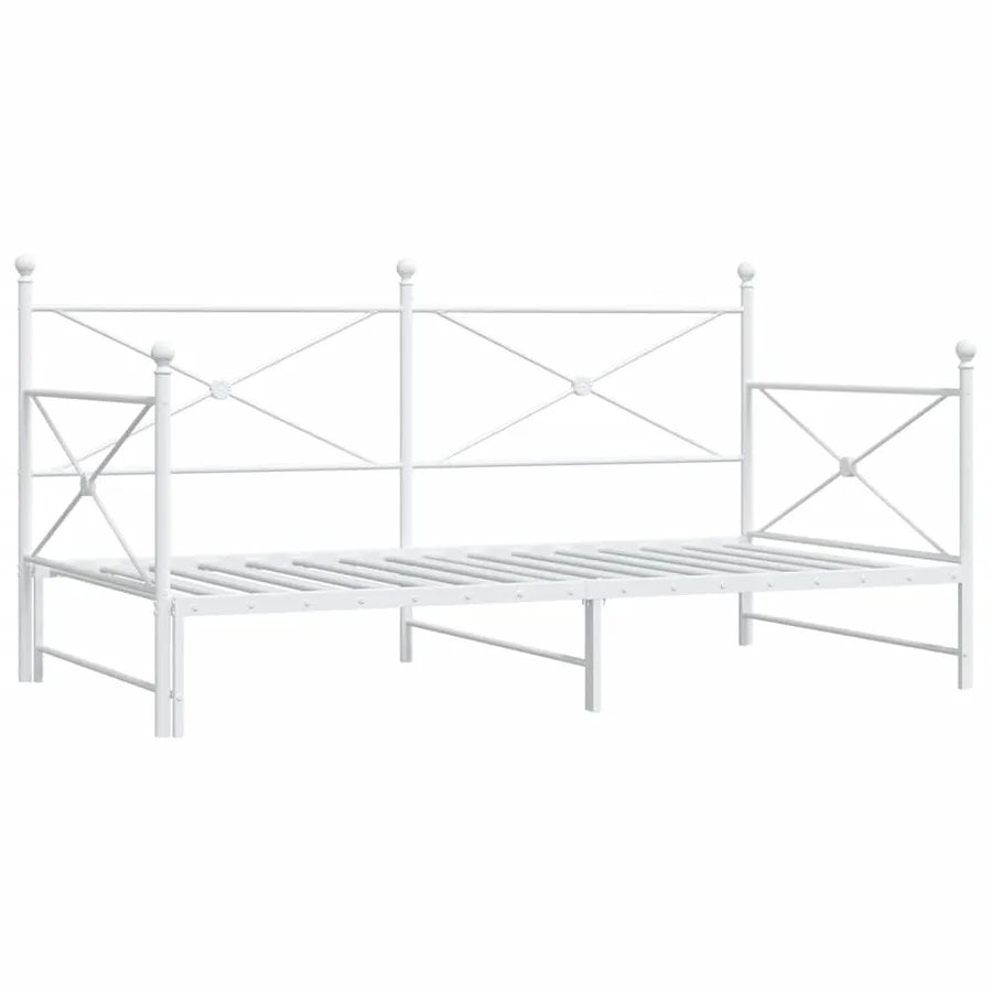Lit de jour avec lit gigogne sans matelas blanc 100x190cm acier - 2