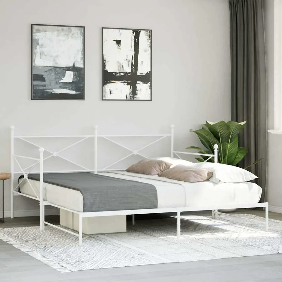 Lit de jour avec lit gigogne sans matelas blanc 100x190cm acier - 3