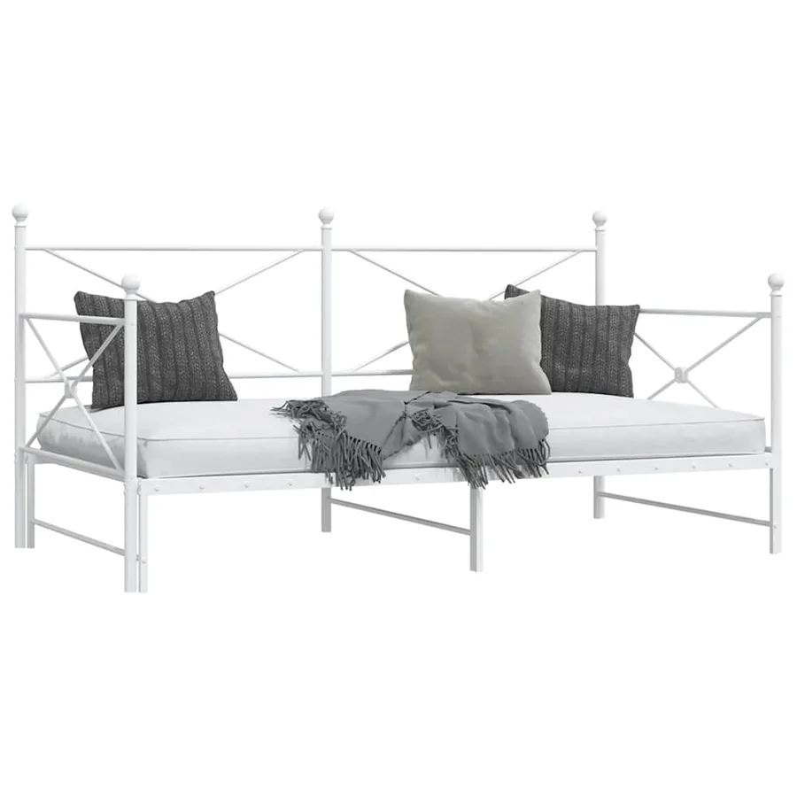 Lit de jour avec lit gigogne sans matelas blanc 100x190cm acier - 5