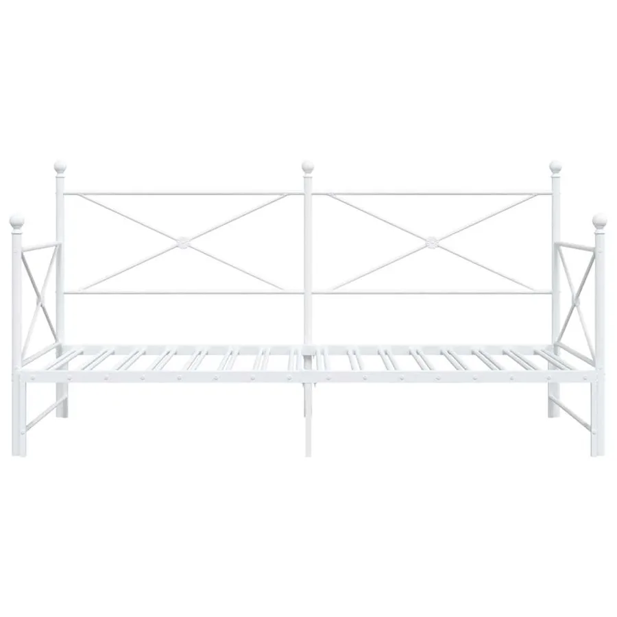 Lit de jour avec lit gigogne sans matelas blanc 100x190cm acier - 6