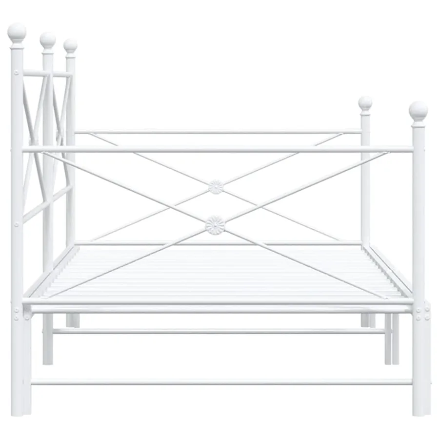 Lit de jour avec lit gigogne sans matelas blanc 100x190cm acier - 7