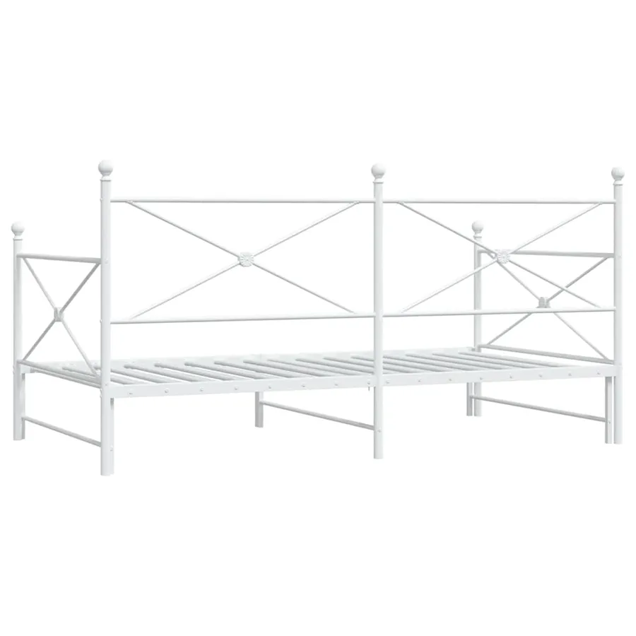 Lit de jour avec lit gigogne sans matelas blanc 100x190cm acier - 8