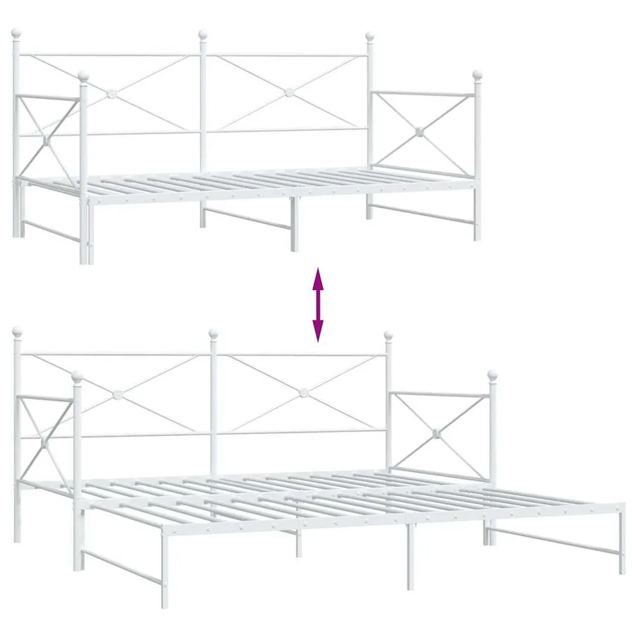 Lit de jour avec lit gigogne sans matelas blanc 100x190cm acier - 9