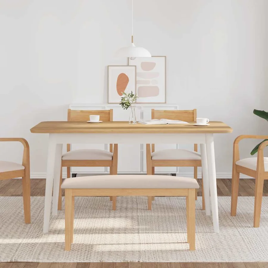 Banc 90 cm bois massif caoutchouc - 3