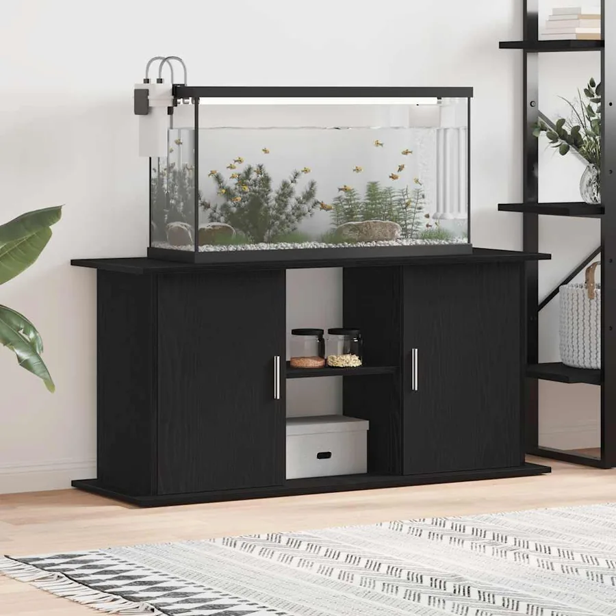 Support d'aquarium chêne noir 121x41x58 cm bois d'ingénierie