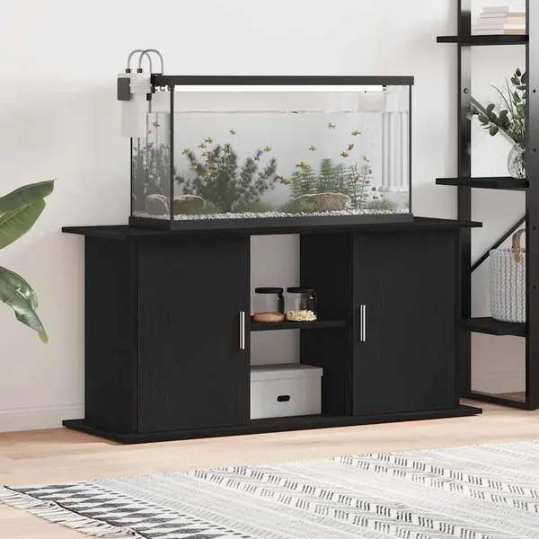 Support d'aquarium chêne noir 121x41x58 cm bois d'ingénierie