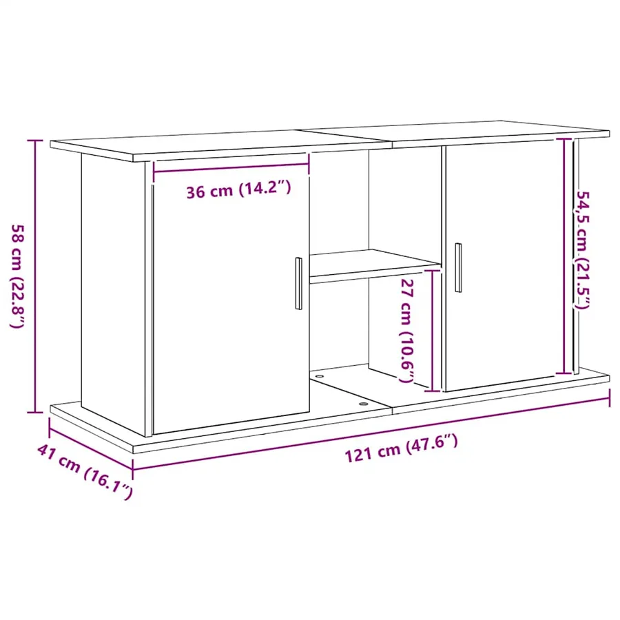 Support d'aquarium chêne noir 121x41x58 cm bois d'ingénierie - 11