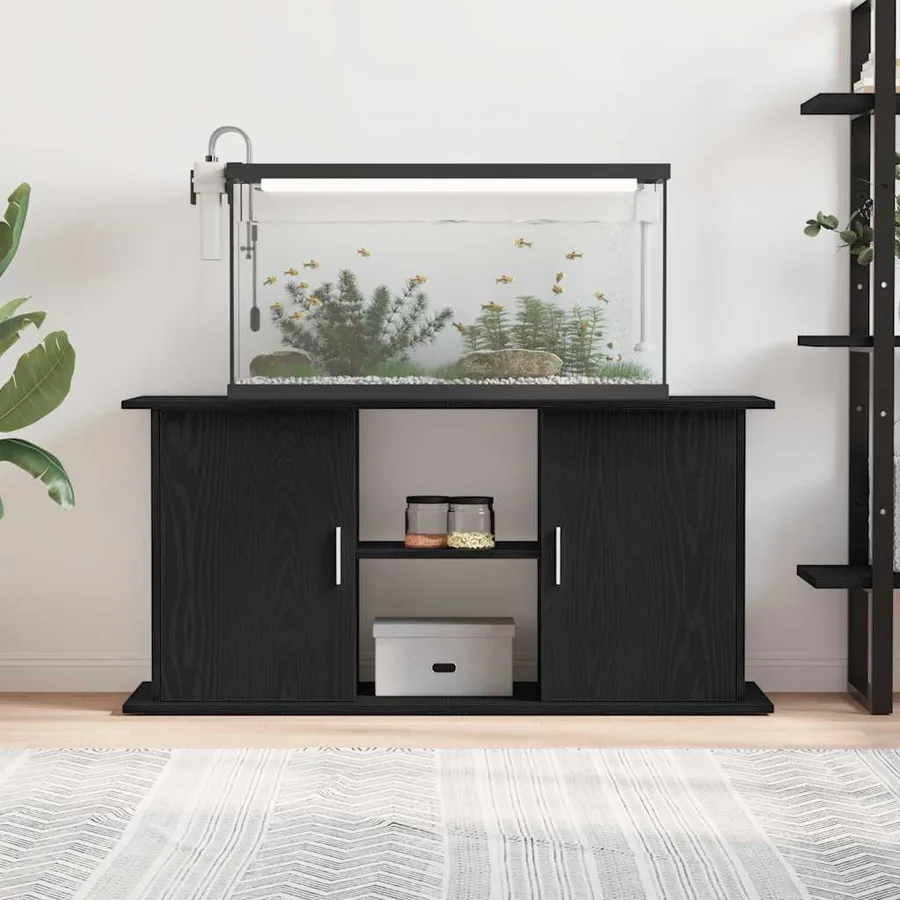 Support d'aquarium chêne noir 121x41x58 cm bois d'ingénierie - 3