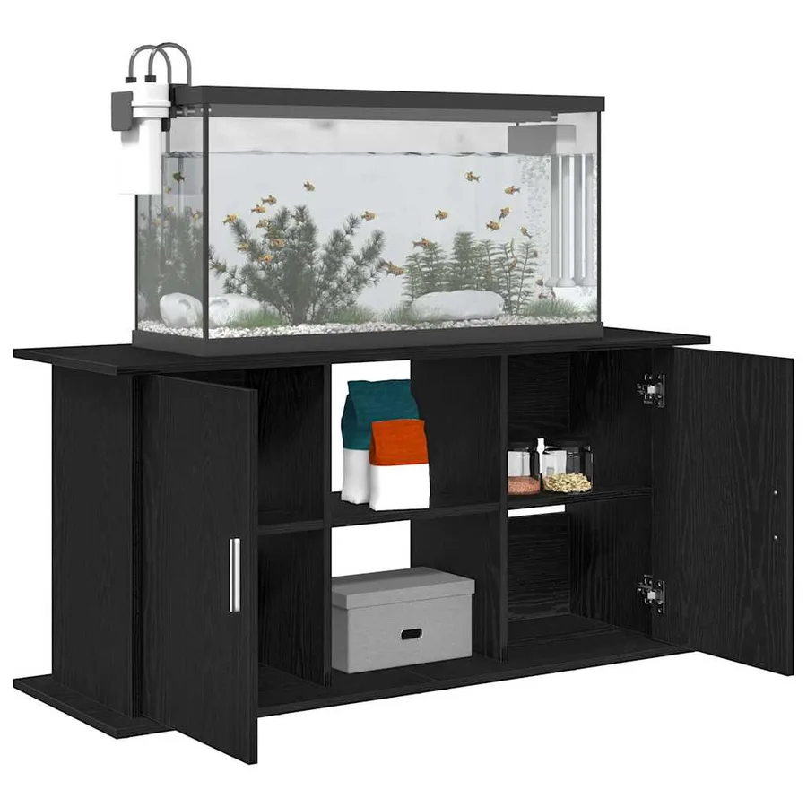 Support d'aquarium chêne noir 121x41x58 cm bois d'ingénierie - 4