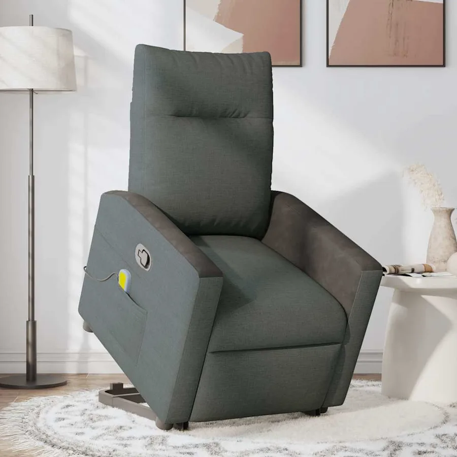 Fauteuil de massage inclinable Gris foncé Tissu - 3