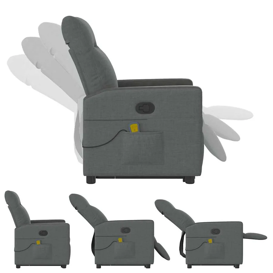 Fauteuil de massage inclinable Gris foncé Tissu - 8