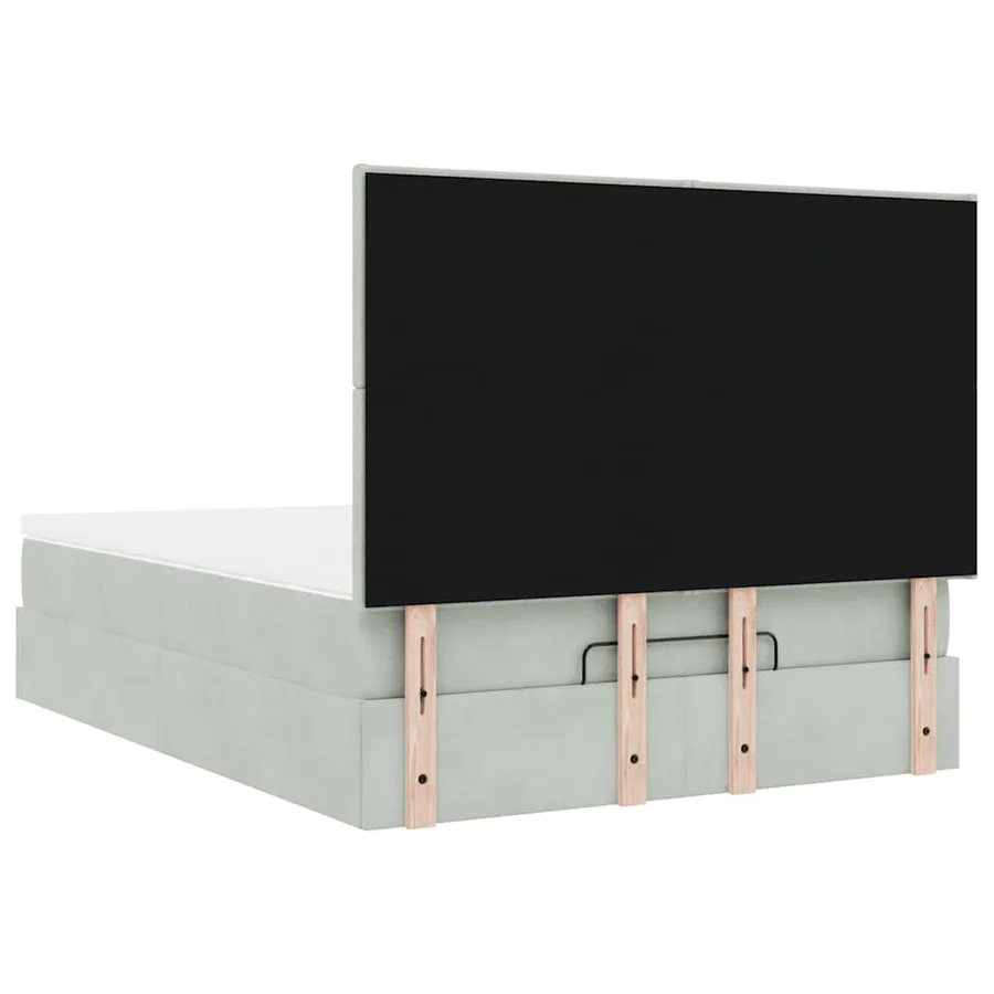 Cadre de lit ottoman et matelas gris clair 140x190 velours - 9