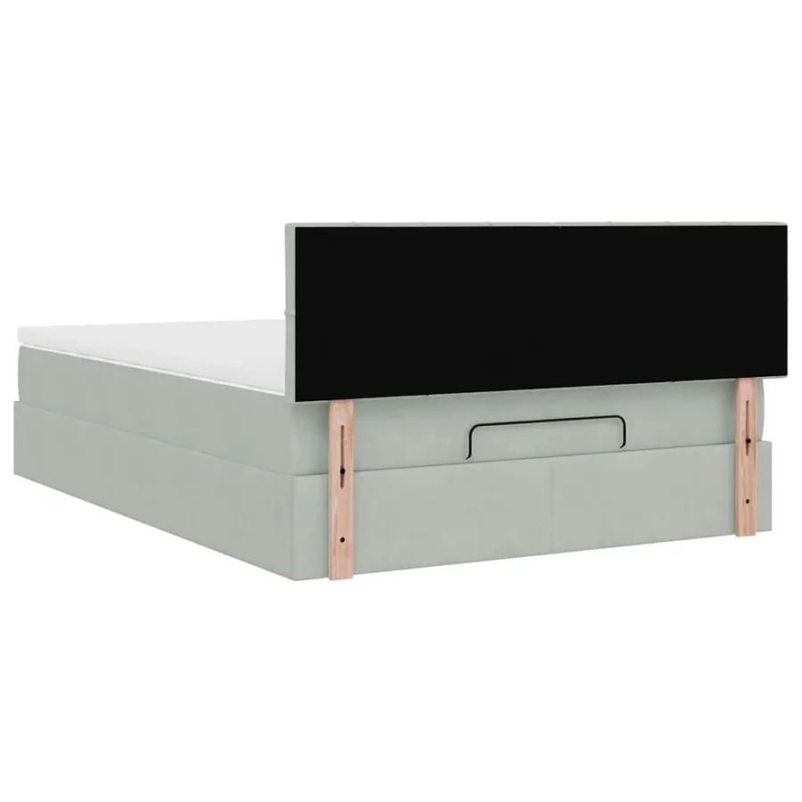 Cadre de lit ottoman et matelas gris clair 140x190 velours - 9