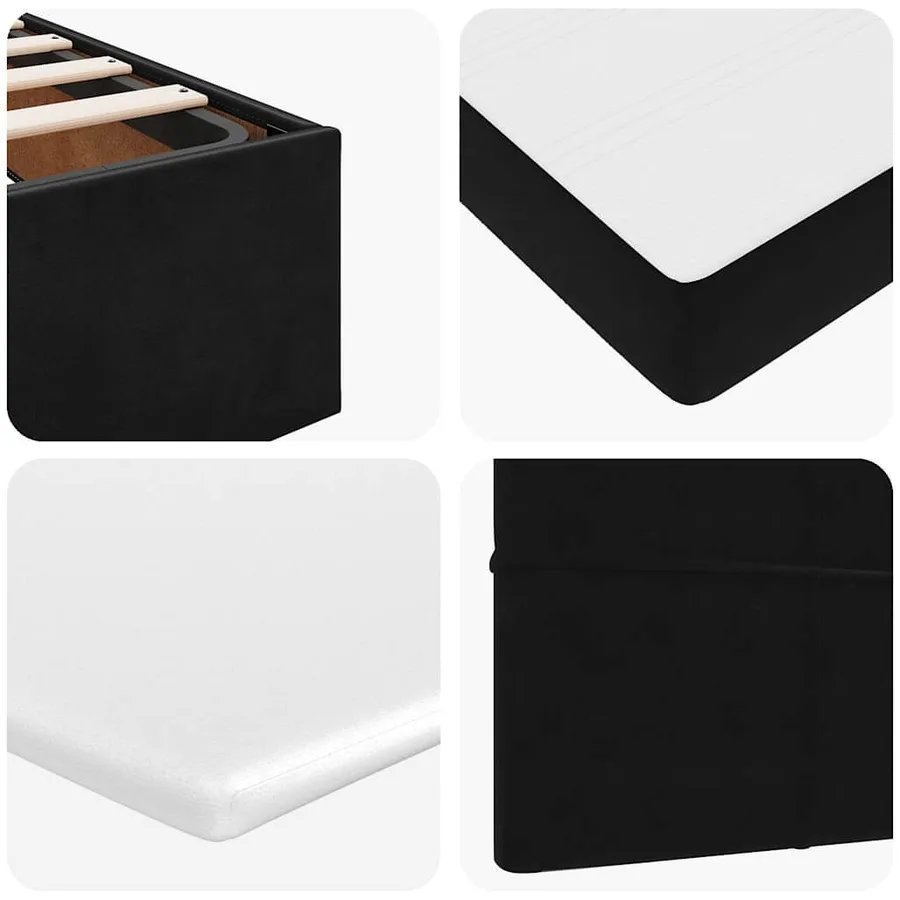 Cadre de lit ottoman avec matelas noir 140x190 cm velours - 11