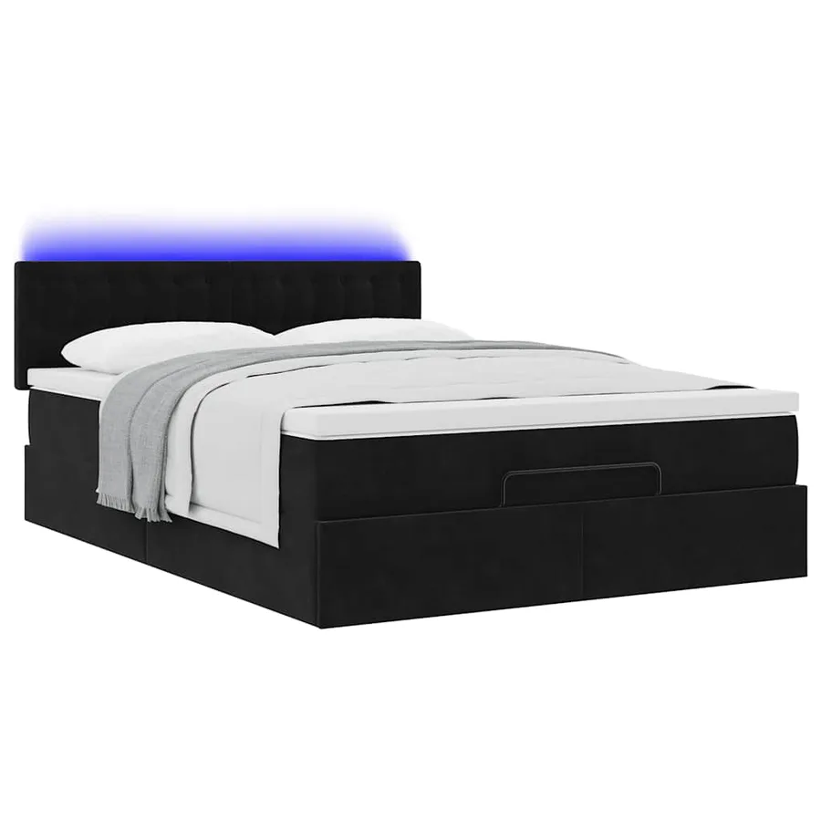 Cadre de lit ottoman avec matelas noir 140x190 cm velours - 6