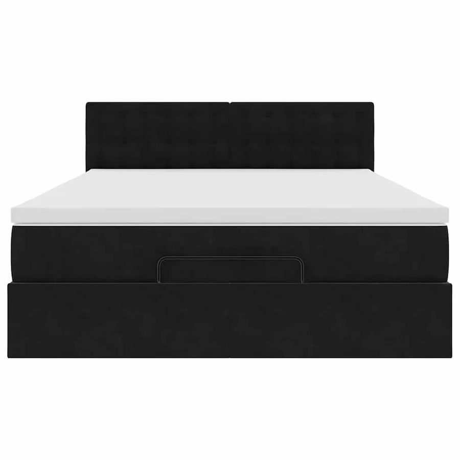 Cadre de lit ottoman avec matelas noir 140x190 cm velours - 8