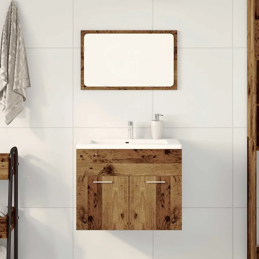 Ensemble de meubles salle de bain 2 pcs bois d'ingénierie