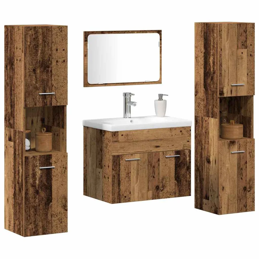 Ensemble de rangement Montage mural 4 pcs Bois d'ingénierie - 3