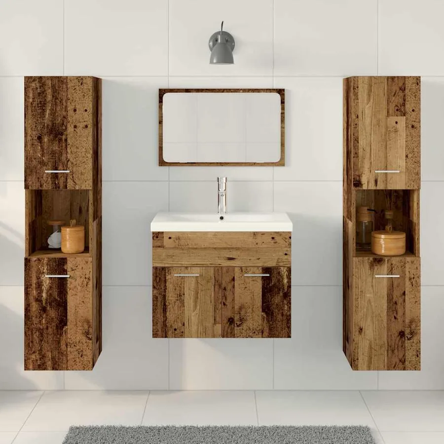 Ensemble de rangement Montage mural 4 pcs Bois d'ingénierie - 4