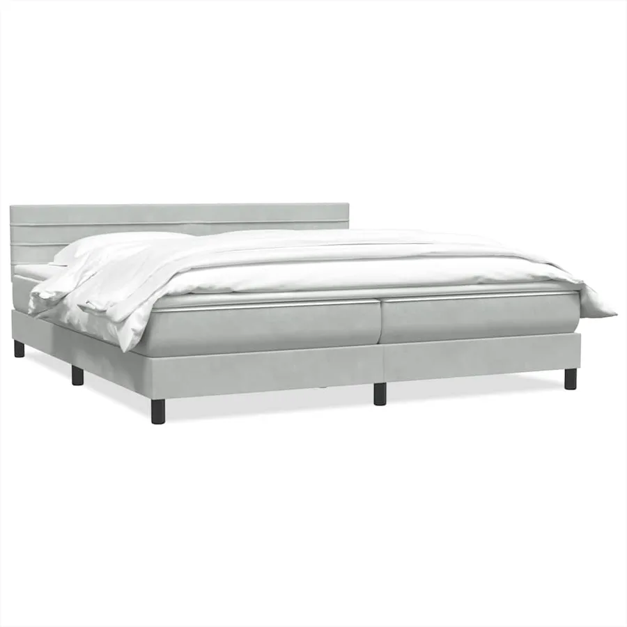 Sommier à lattes de lit et matelas gris clair 200x210cm velours - 2