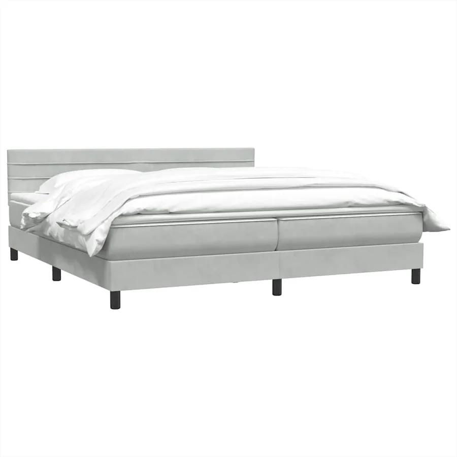 Sommier à lattes de lit et matelas gris clair 200x210cm velours - 3