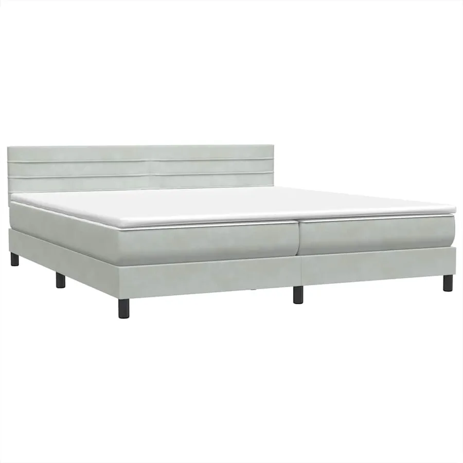 Sommier à lattes de lit et matelas gris clair 200x210cm velours - 4