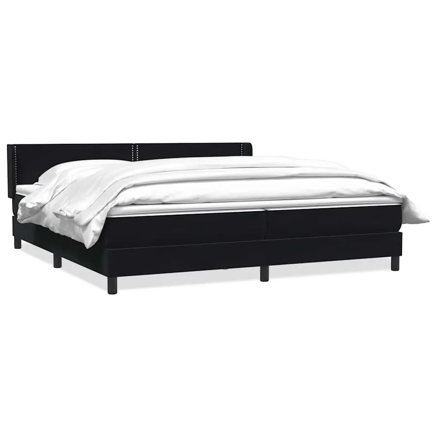 Sommier à lattes de lit avec matelas noir 180x210 cm velours - 2