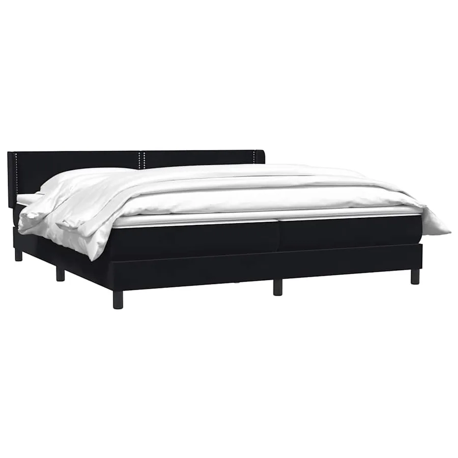 Sommier à lattes de lit avec matelas noir 180x210 cm velours - 3