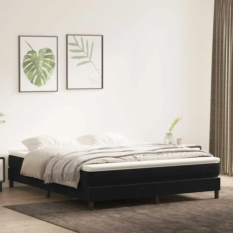 Sommier à lattes de lit sans matelas noir 180x210 cm velours - 4