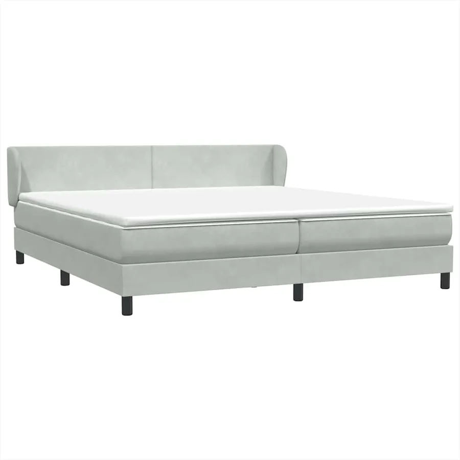 Sommier à lattes de lit et matelas gris clair 200x210cm velours - 2