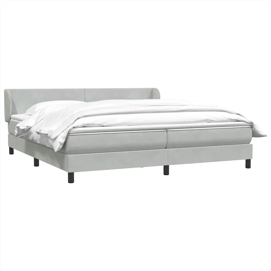 Sommier à lattes de lit et matelas gris clair 200x210cm velours - 4