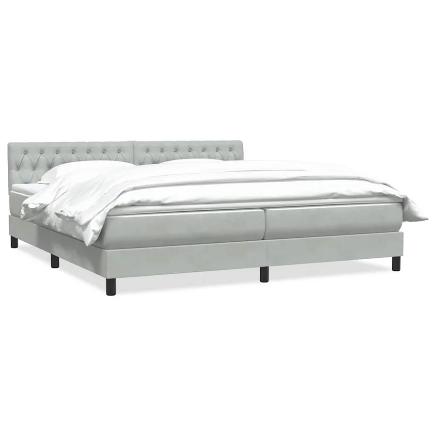 Sommier à lattes de lit et matelas gris clair 200x210cm velours - 2