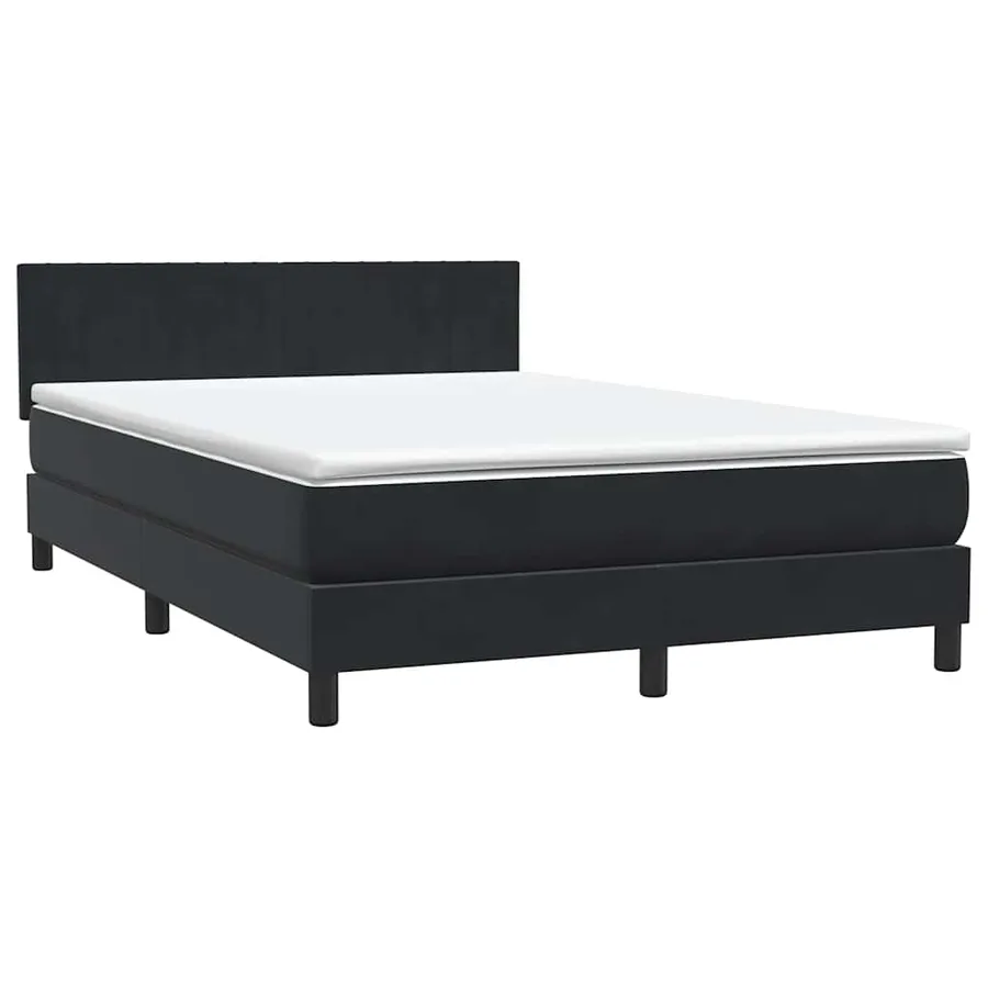 Sommier à lattes de lit avec matelas et LED noir 140x210 cm velours - 5