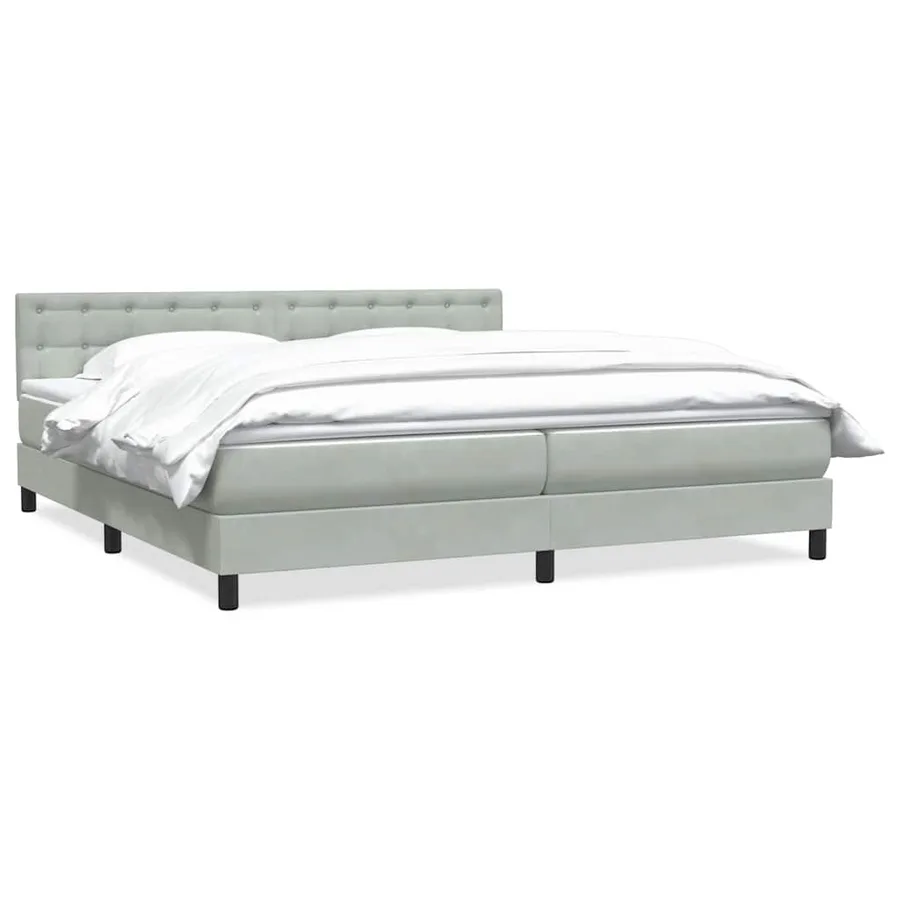 Sommier à lattes de lit et matelas gris clair 200x210cm velours - 2