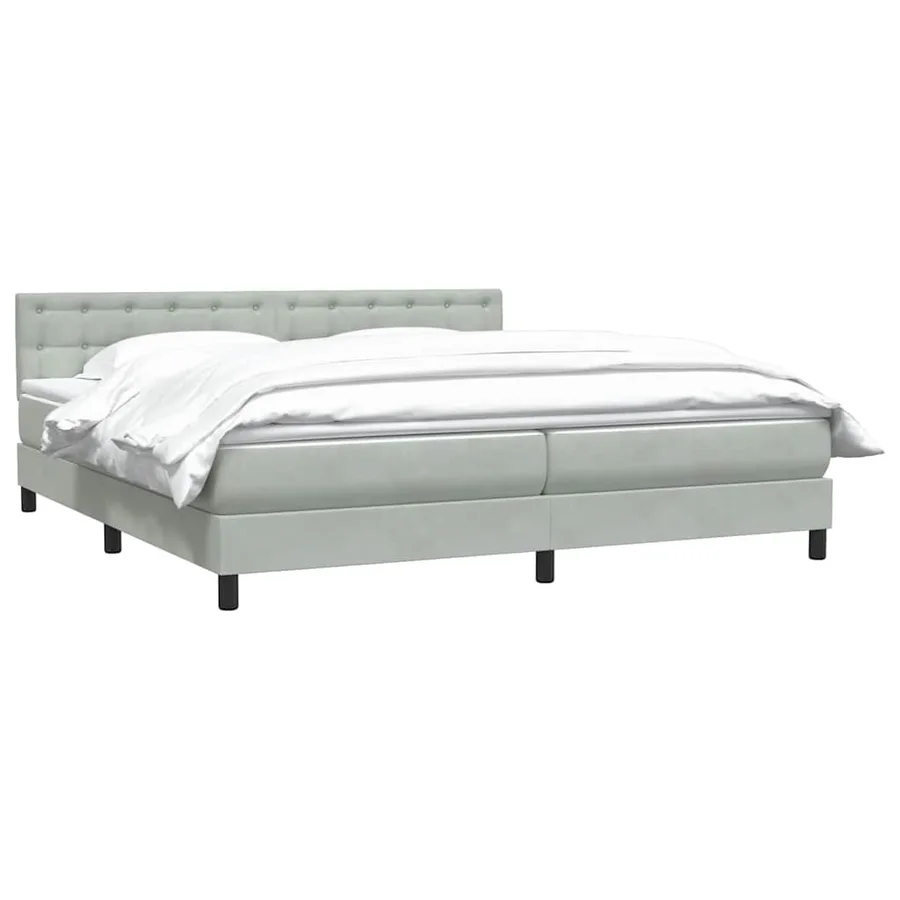 Sommier à lattes de lit et matelas gris clair 200x210cm velours - 3