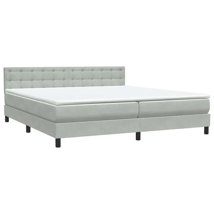 Sommier à lattes de lit et matelas gris clair 200x210cm velours - 4