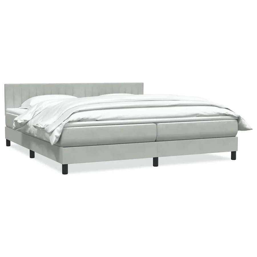 Sommier à lattes de lit et matelas gris clair 200x210cm velours - 2